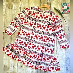 Hanna Andersson Deer Dear Fair Isle Nordic Holiday dress size 150 cm
